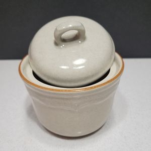 Stoneware Japan Small Container with Lid Gold Trim Sugar Bowl